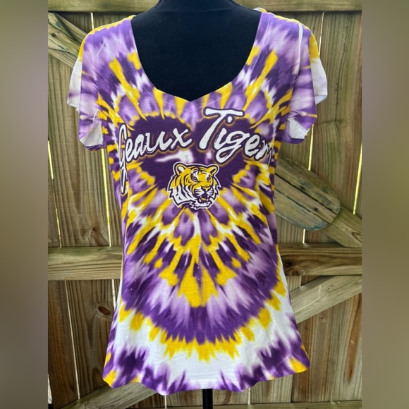 Geaux Tigers LSU Short Sleeve Bling Shirt by Creative Apparel Concepts Size L - Picture 7 of 7